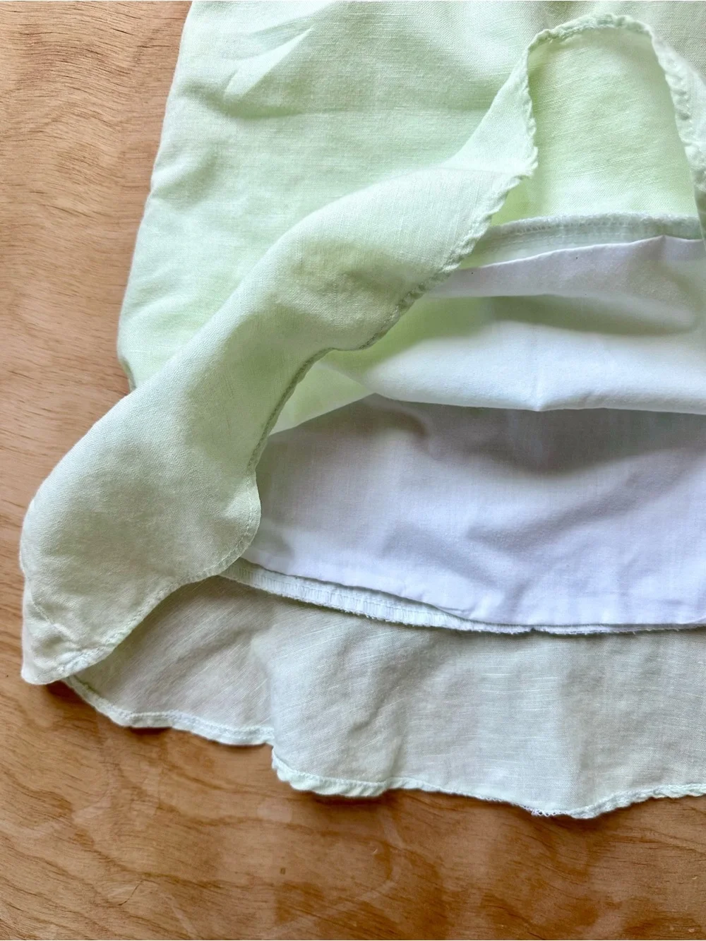 Vintage Chabre Girls Size 6 Mint Green Linen Cotton Ruffle Skirt Made in USA
